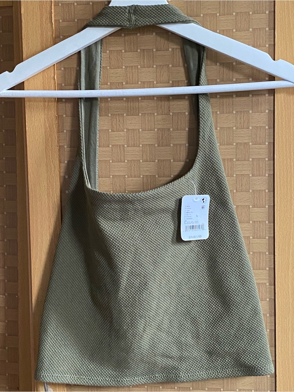 Free People Olive Green Knit Crop Tank Top